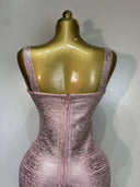 Rose Metallic Bandage Maxi Dress