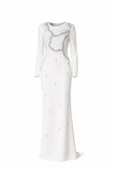 Crystal Beaded Long Sleeve Maxi Dress