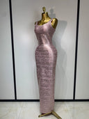 Rose Metallic Bandage Maxi Dress