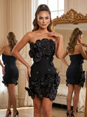 Black Blossom Bandage Mini Dress