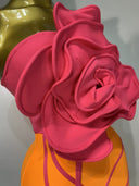 Orange & Pink 3D Rose Bandage Midi Dress