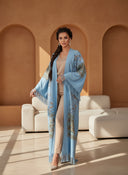 Soft Blue Embroidered Warm Abaya – Winter Grace Collection