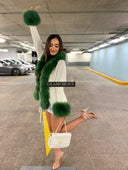 Fox Fur Cashmere/Knit Short Cardigan in green and off-white