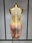 Luxe Ombre Draped Bandage Mini Dress