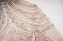 Blush Embellished Tiered Tulle Evening Dress