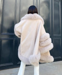 PONCHO IN CASHMERE IN PELLICCIA DI VOLPE BEIGE