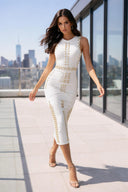 White Metal Buckle Sleeveless Bodycon Bandage Dress