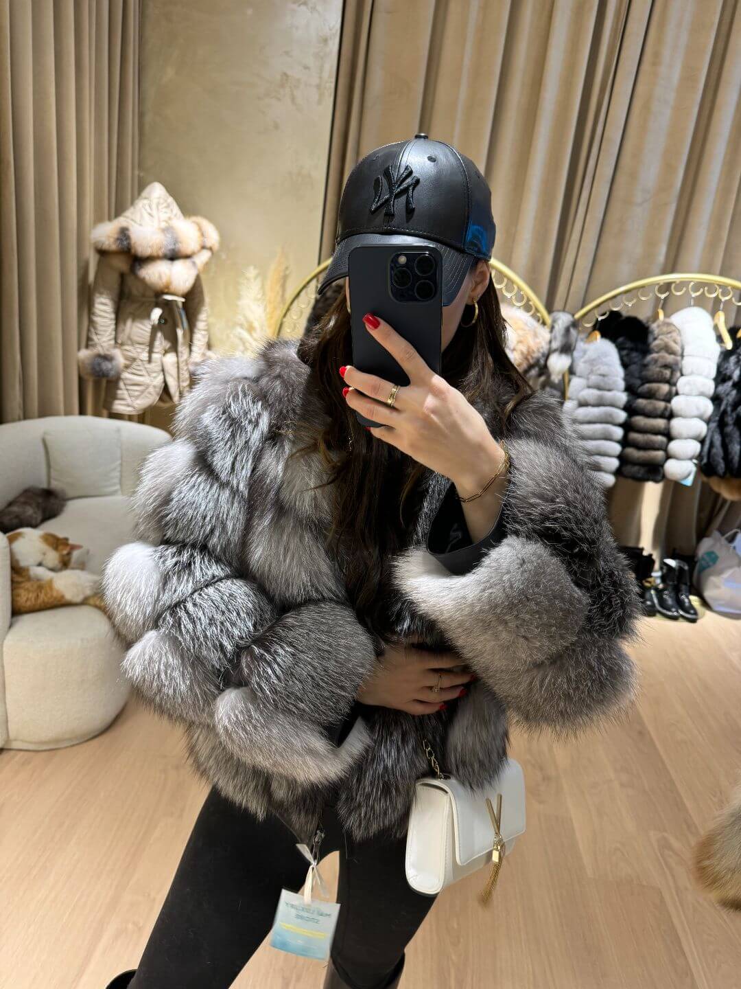 Joy Silver Fox Fur Genuine Leather Jacket