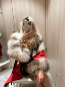 Berry Alpaca Fox Fur Coat