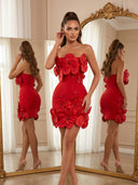 Scarlet Blossom Bandage Mini Dress