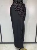 Floral Appliqué Halter Bandage Midi Dress