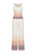Wavy Knit Two-Piece Set – Sleeveless Tank Top and Wide-Leg Pants