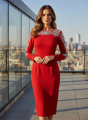 Rhinestone Beaded Midi Dress