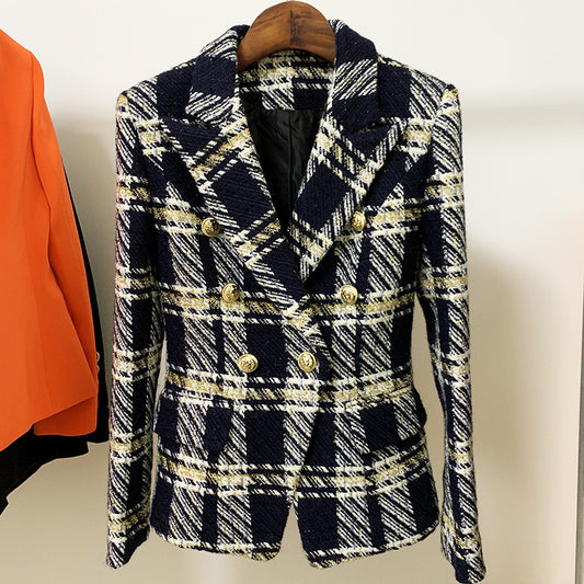 BLAZER DOPPIOPETTO IN TWEED BLU MARINO 