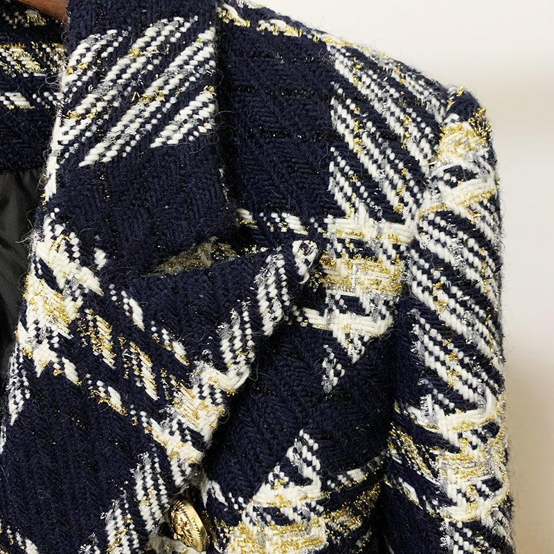 BLAZER CRUZADO DE TWEED MARINO 