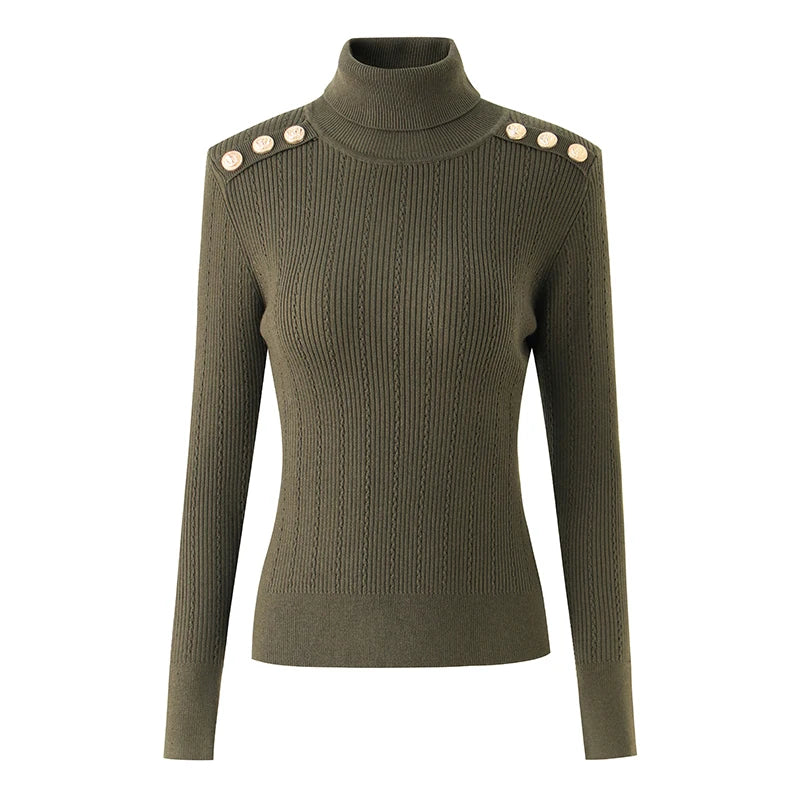 Top in lana a maniche lunghe Sia in verde militare