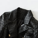 Double Breasted Black Leather Blazer