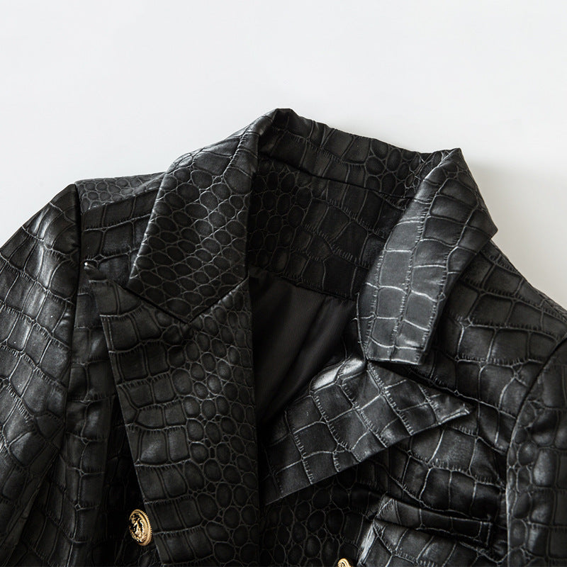 BLAZER DOPPIOPETTO IN PELLE NERA