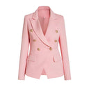 Pink Designer-Button Long Sleeve Blazer