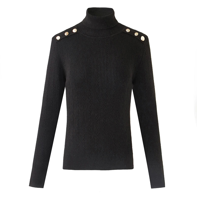 Top Sia in lana a maniche lunghe in nero