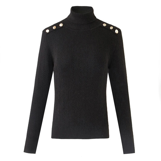Top Sia in lana a maniche lunghe in nero