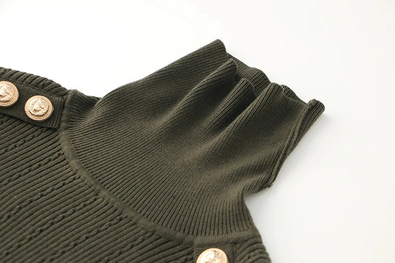 Top in lana a maniche lunghe Sia in verde militare
