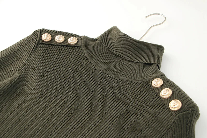 Top in lana a maniche lunghe Sia in verde militare