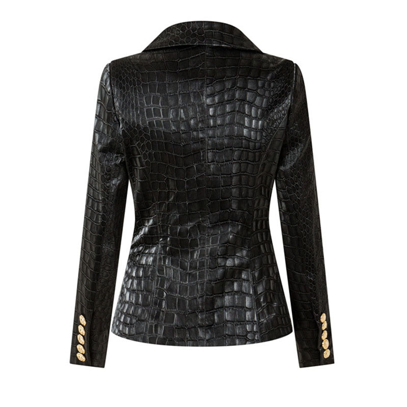 BLAZER DOPPIOPETTO IN PELLE NERA