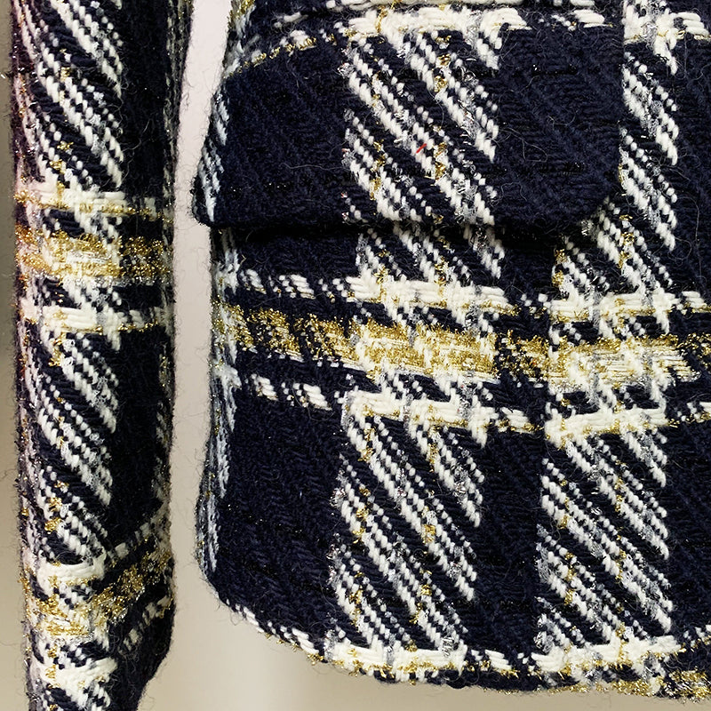 BLAZER CRUZADO DE TWEED MARINO 