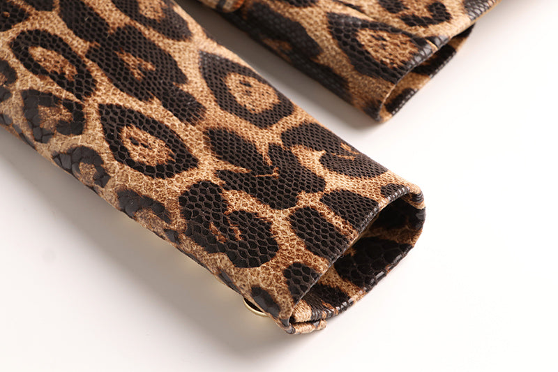 BLAZER CRUZADO DE PIEL LEOPARDO 