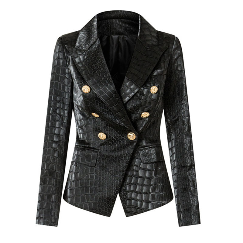 BLAZER DOPPIOPETTO IN PELLE NERA