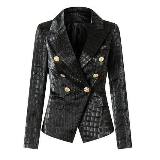 BLAZER DOPPIOPETTO IN PELLE NERA