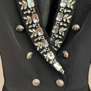 Double Breasted Blazer in Black with Rhinestones