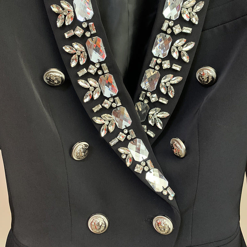 BLAZER DOPPIOPETTO IN NERO CON STRASS 