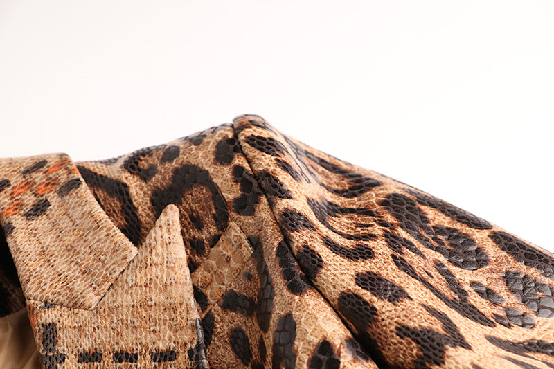 BLAZER CRUZADO DE PIEL LEOPARDO 