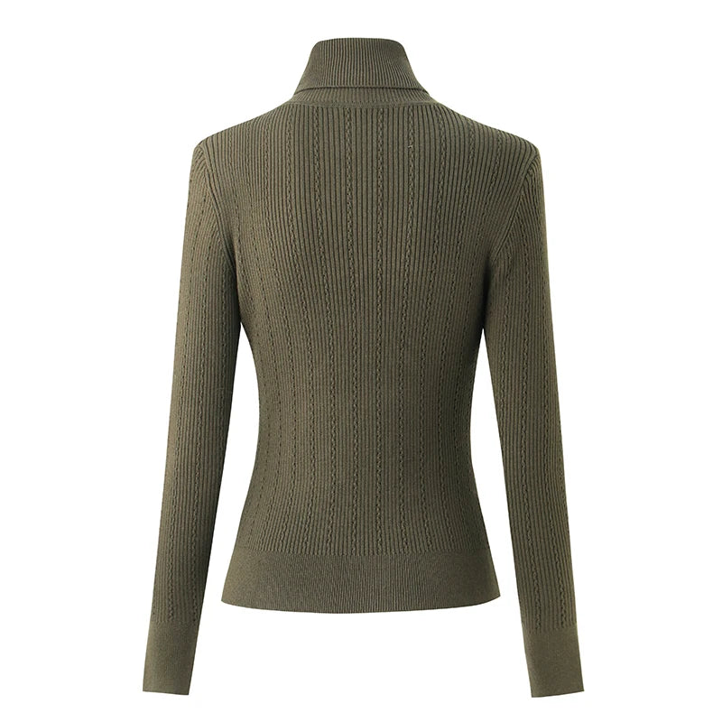 Top in lana a maniche lunghe Sia in verde militare