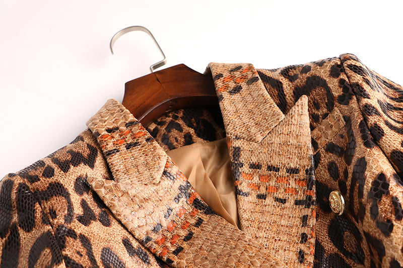 BLAZER CRUZADO DE PIEL LEOPARDO 