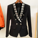 Double Breasted Blazer in Black with Rhinestones