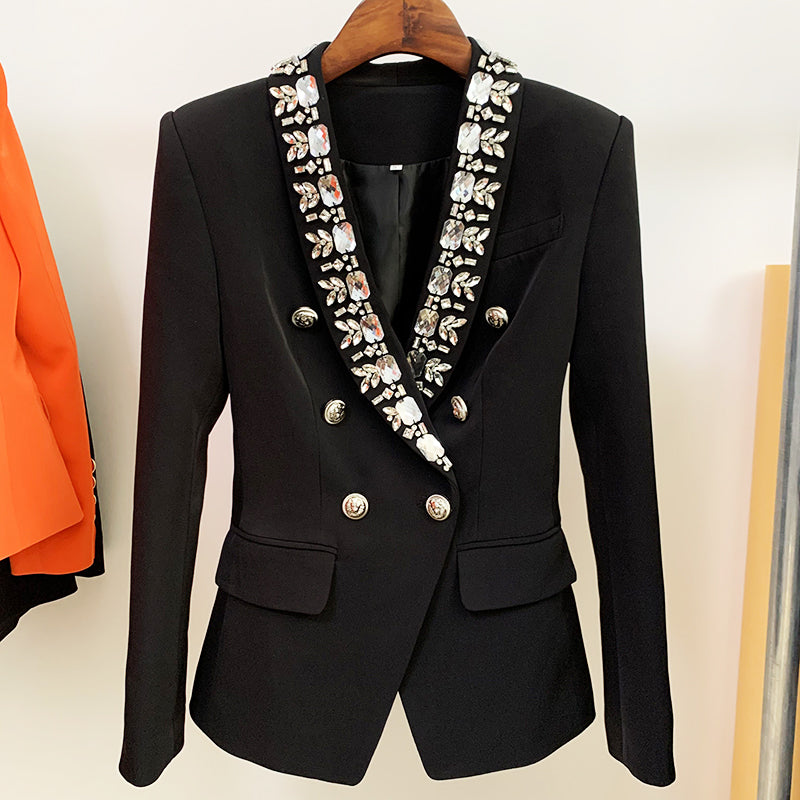 BLAZER DOPPIOPETTO IN NERO CON STRASS 