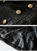 Double Breasted Black Leather Blazer