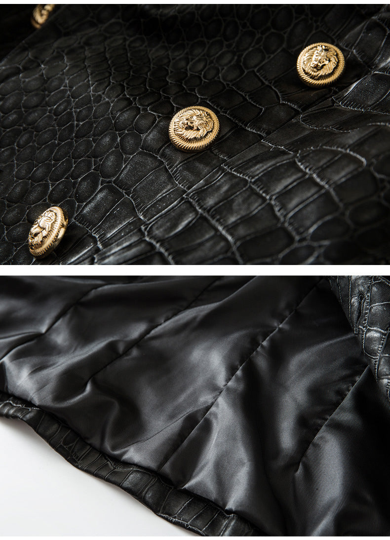 BLAZER DOPPIOPETTO IN PELLE NERA
