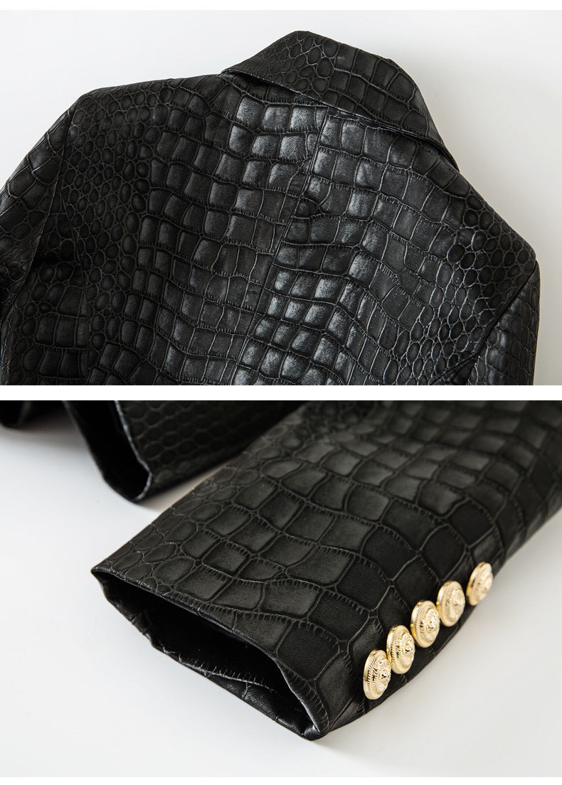 BLAZER DOPPIOPETTO IN PELLE NERA