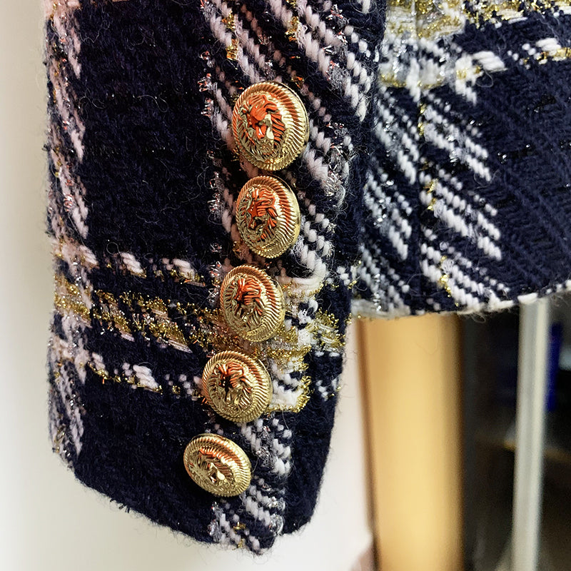 BLAZER CRUZADO DE TWEED MARINO 