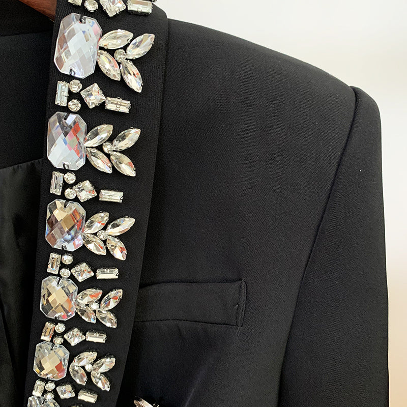 BLAZER DOPPIOPETTO IN NERO CON STRASS 