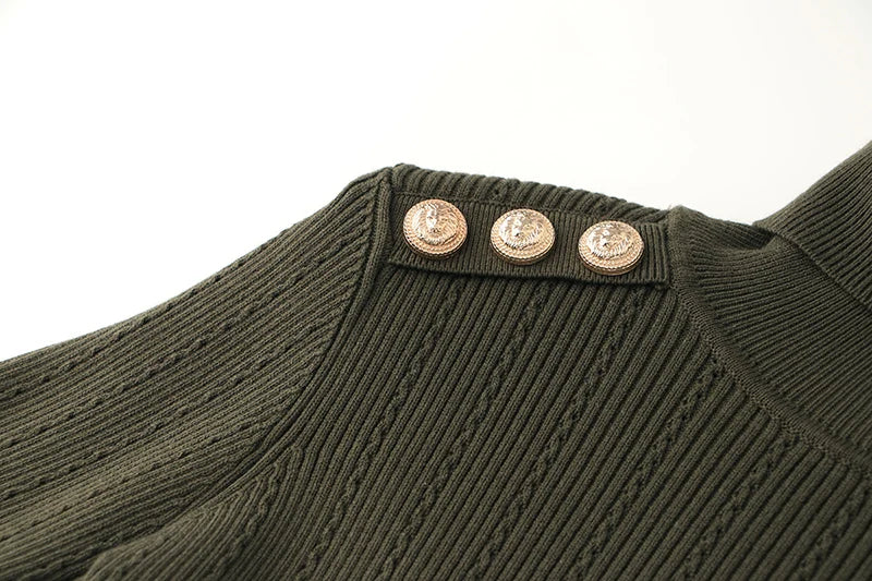 Top in lana a maniche lunghe Sia in verde militare