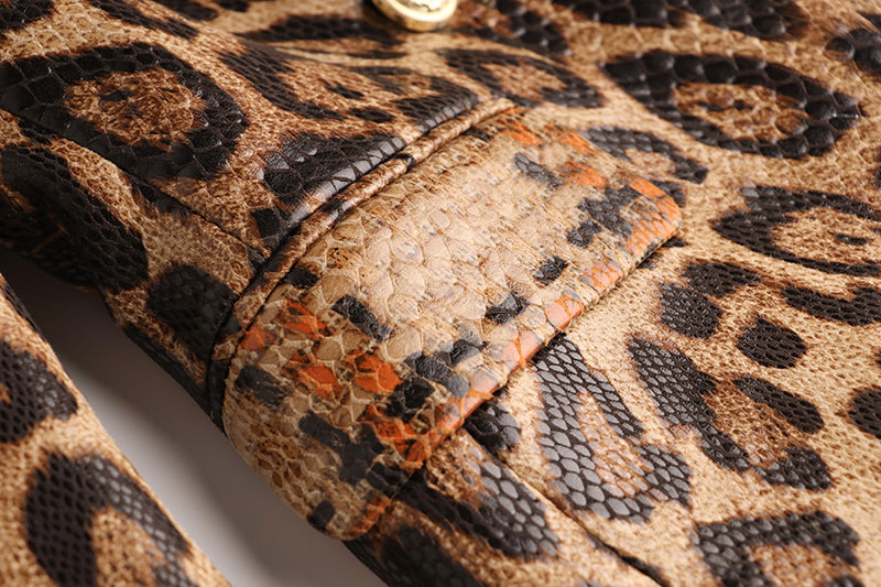 BLAZER CRUZADO DE PIEL LEOPARDO 