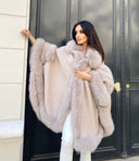 Fox Fur Cashmere Poncho in beige