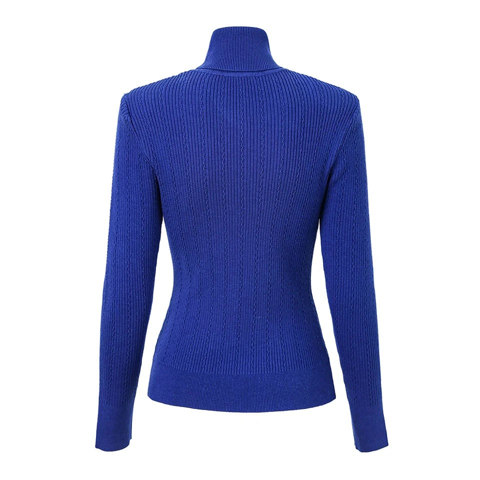 Top Sia in lana a maniche lunghe in blu reale