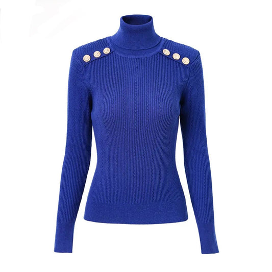 Top Sia in lana a maniche lunghe in blu reale