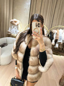Luxy Fox Fur Genuine Leather Jacket